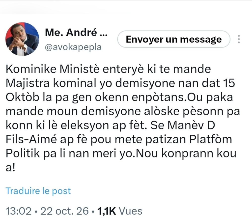 Haïti : André Michel accuse Alix Didier Fils-Aimé de vouloir placer ses partisans à la tête des mairies
