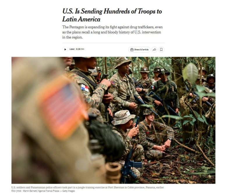 Amérique latine : les États-Unis envoient environ 600 soldats et étendent leur campagne militaire contre les cartels